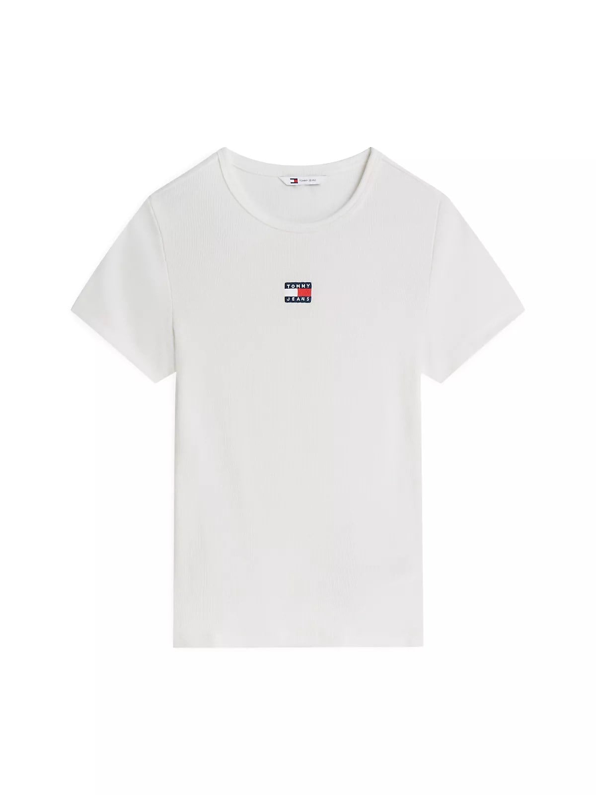 Tommy Hilfiger Tommy Hilfiger Kadın Slim Fit Yüksek Pamuk İçerikli İkonik Bayrak Logolu Kısa Kollu Beyaz T-Shirt DW0DW17881-YBL