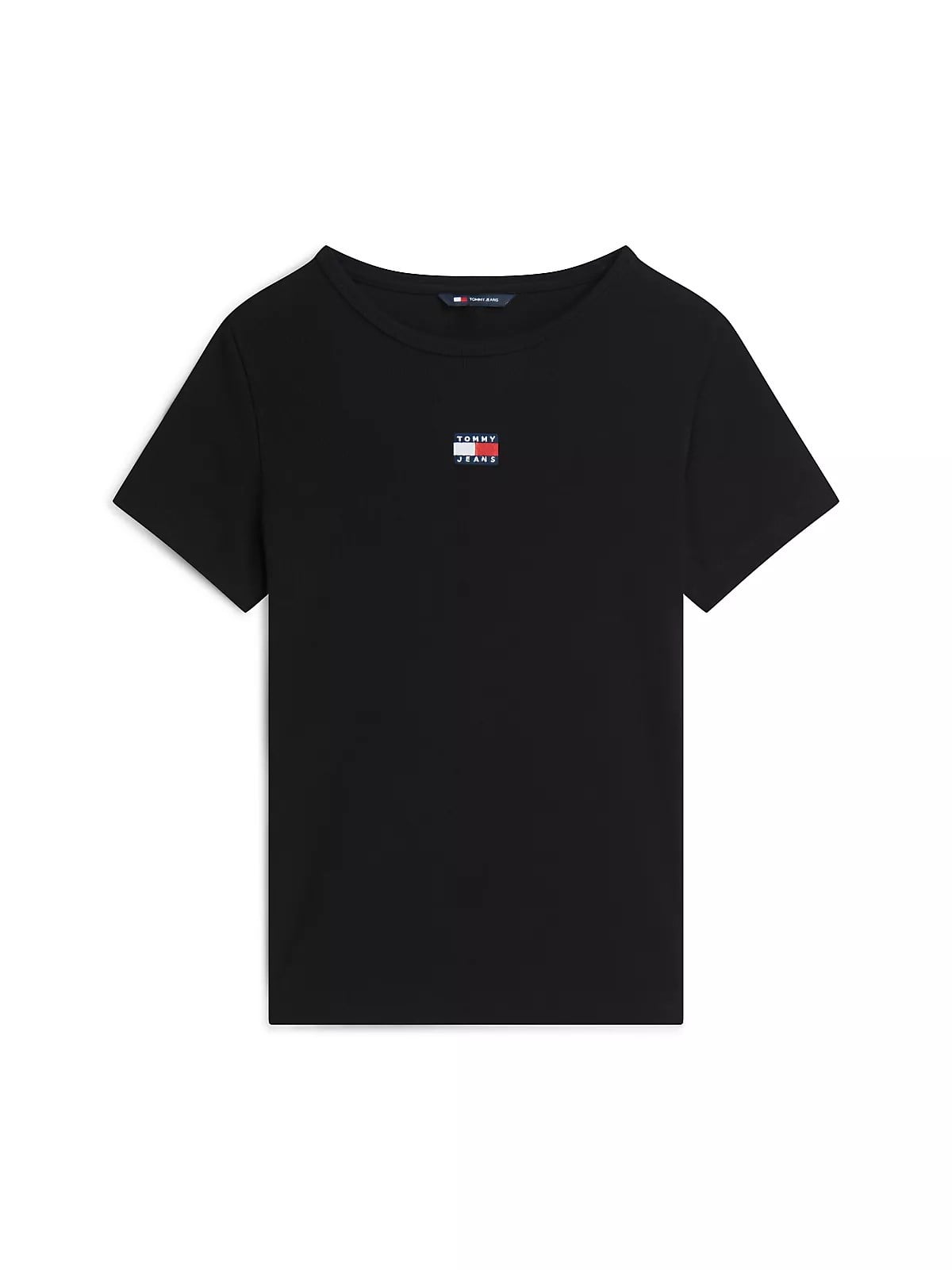 Tommy Hilfiger Tommy Hilfiger Kadın Slim Fit Yüksek Pamuk İçerikli İkonik Bayrak Logolu Kısa Kollu Siyah T-Shirt DW0DW17881-BDS