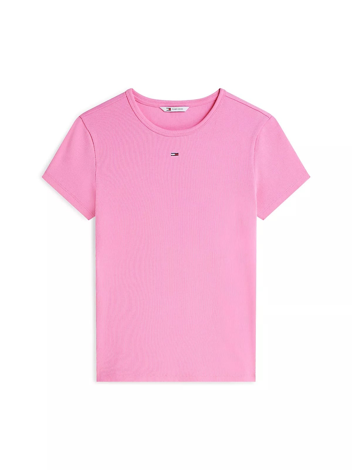 Tommy Hilfiger Tommy Hilfiger Kadın Slim Fit Yatay Çizgili Yuvarlak Yakalı Kısa Kollu Pembe T-Shirt DW0DW17383-TOU