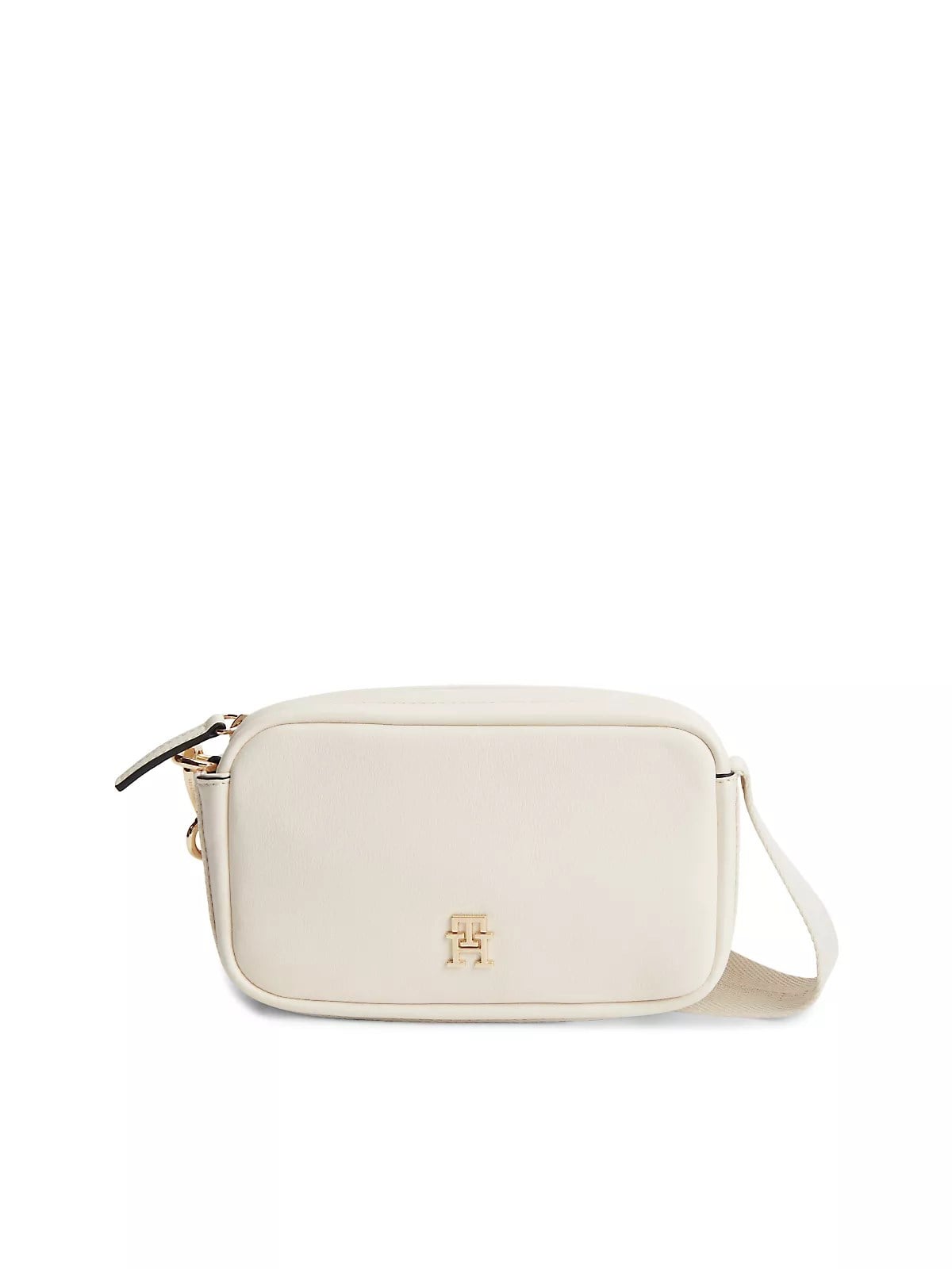 Tommy Hilfiger Tommy Hilfiger Kadın TH Monogram Logolu Çapraz Askılı Krem Omuz Çantası AW0AW18741-AEO