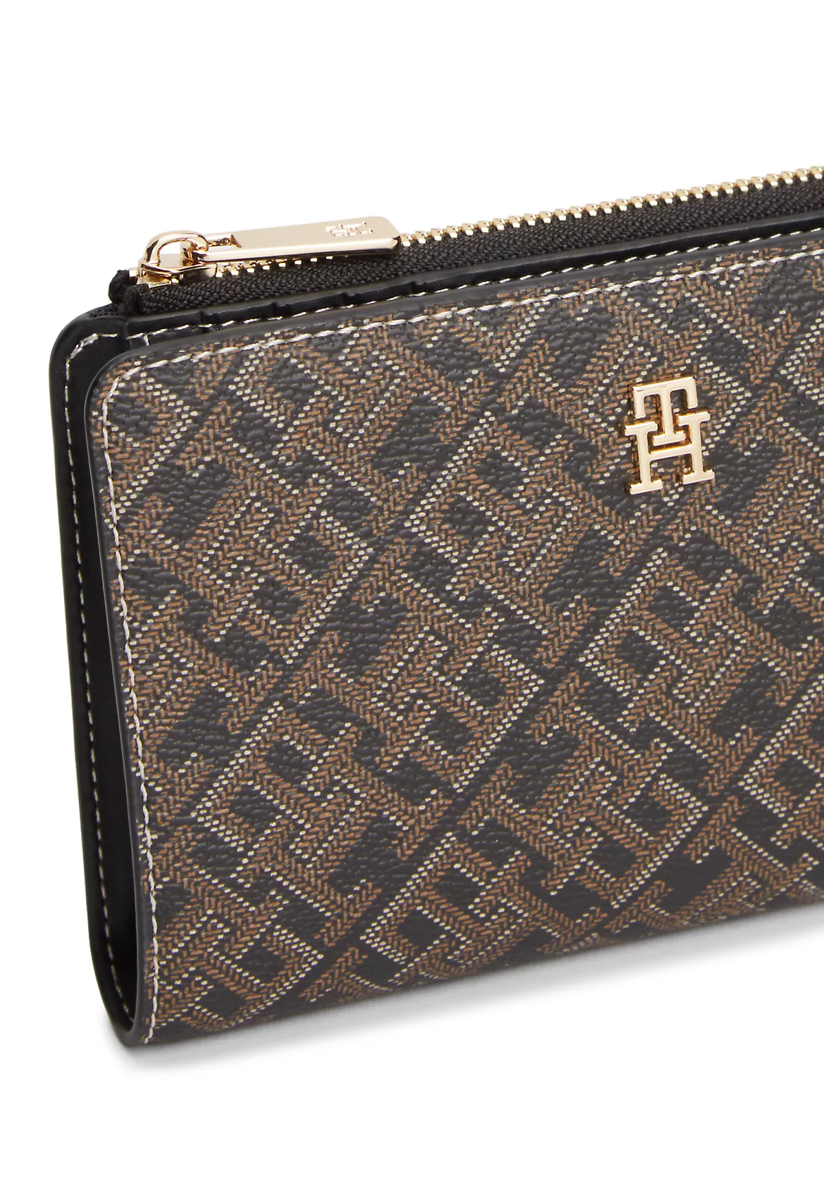 Tommy Hilfiger Tommy Hilfiger Kadın TH Monogram Logo Detaylı Ekstra Kart Bölmeli Siyah Cüzdan AW0AW18594-0GJ