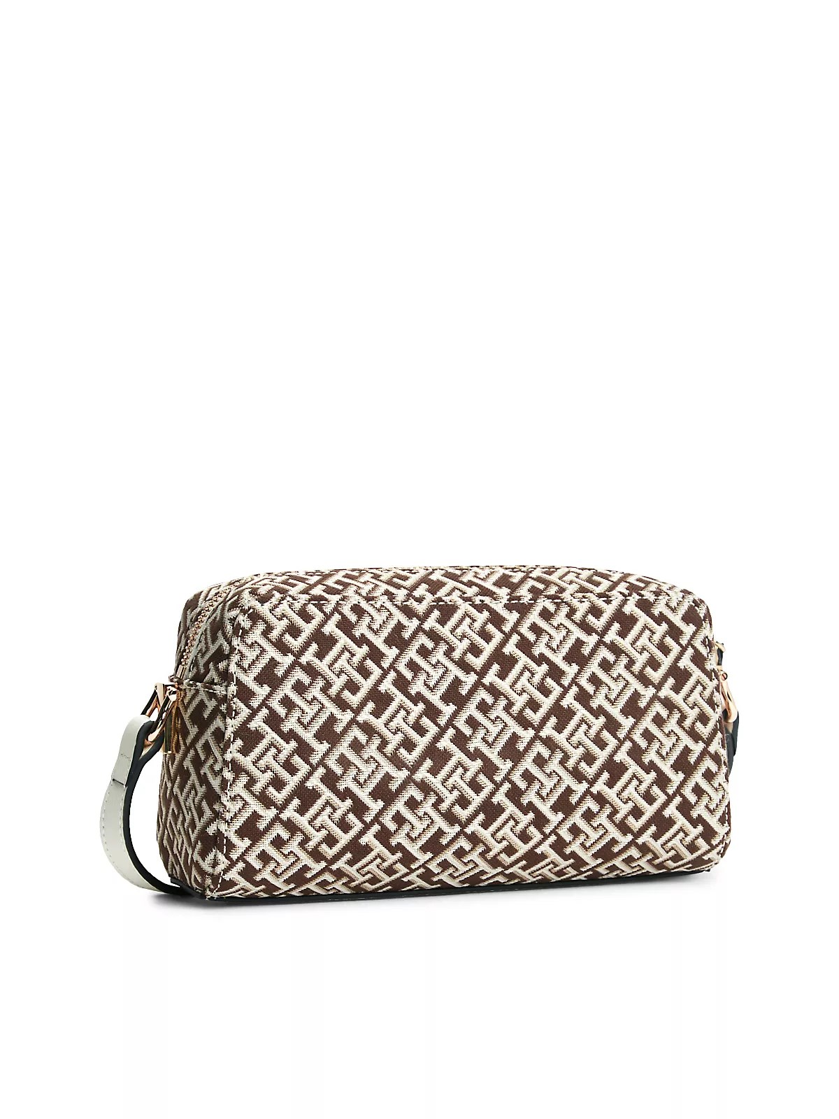 Tommy Hilfiger Tommy Hilfiger Kadın TH Monogram Desenli Fermuarlı Bej Omuz Çantası AW0AW18864-0F4