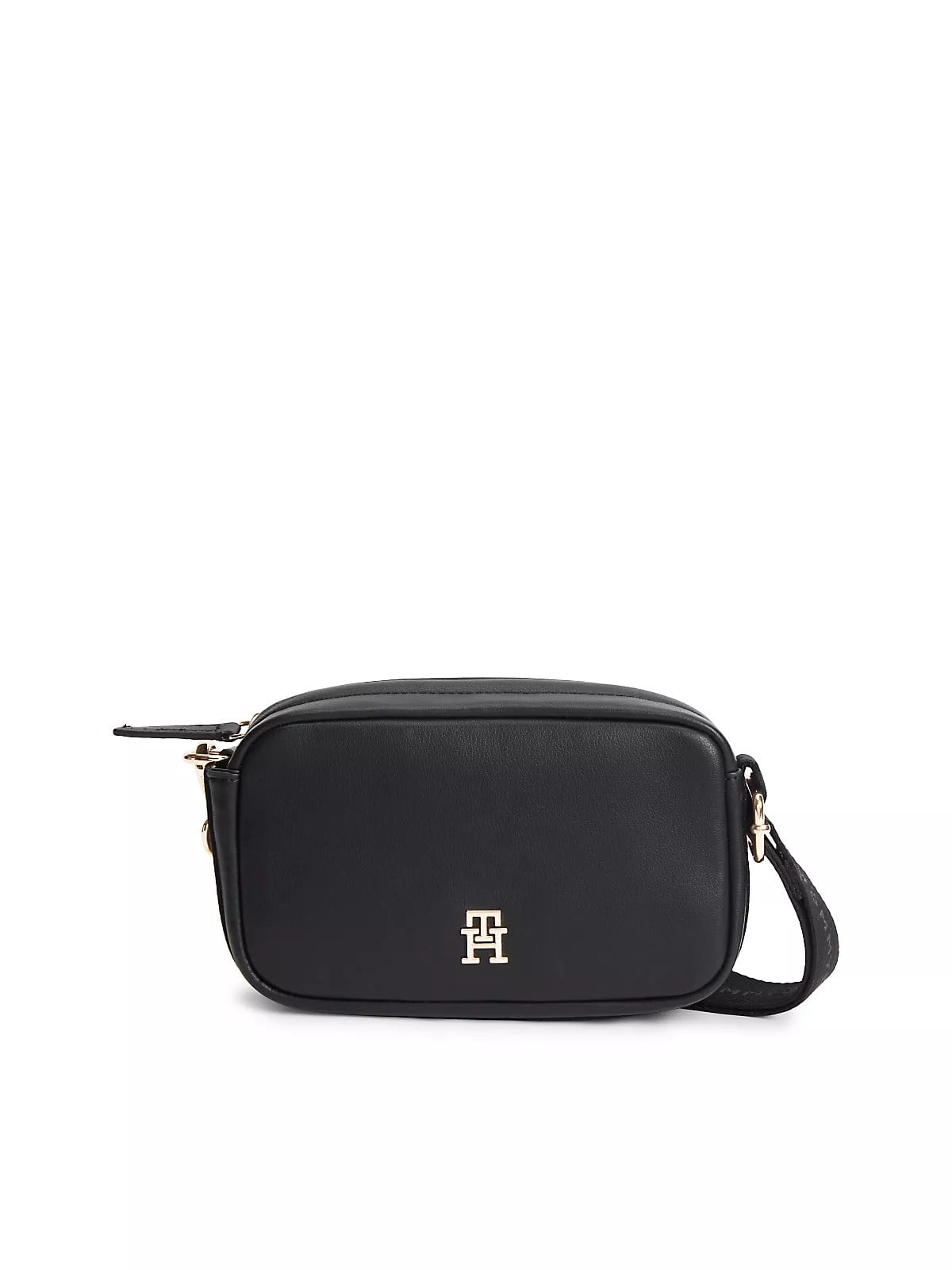 Tommy Hilfiger Tommy Hilfiger Kadın TH Monogram Logolu Çapraz Askılı Siyah Omuz Çantası AW0AW18741-BDS