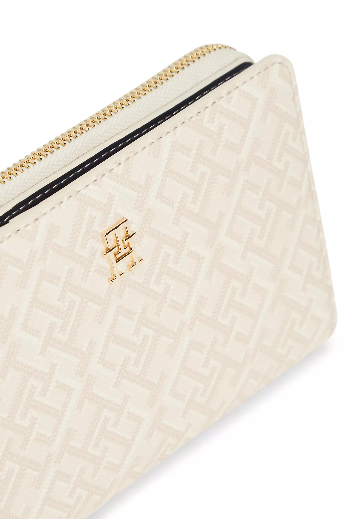 Tommy Hilfiger Tommy Hilfiger Kadın TH Monogram Logo Detaylı Ekstra Kart Bölmeli Bej Cüzdan AW0AW18594-0F4