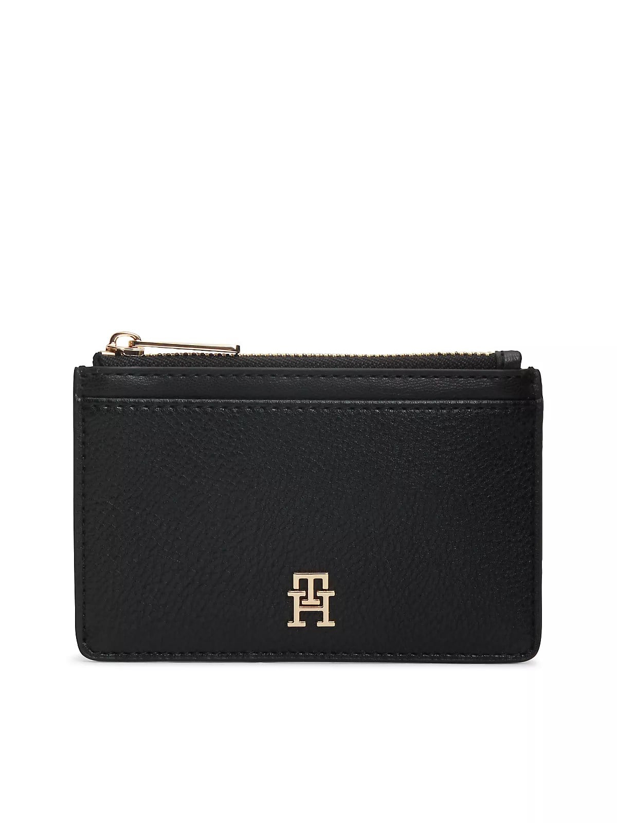 Tommy Hilfiger Tommy Hilfiger Kadın TH Monogram Logolu Fermuarlı Ekstra Kartlık Bölmeli Siyah Cüzdan AW0AW18867-BDS