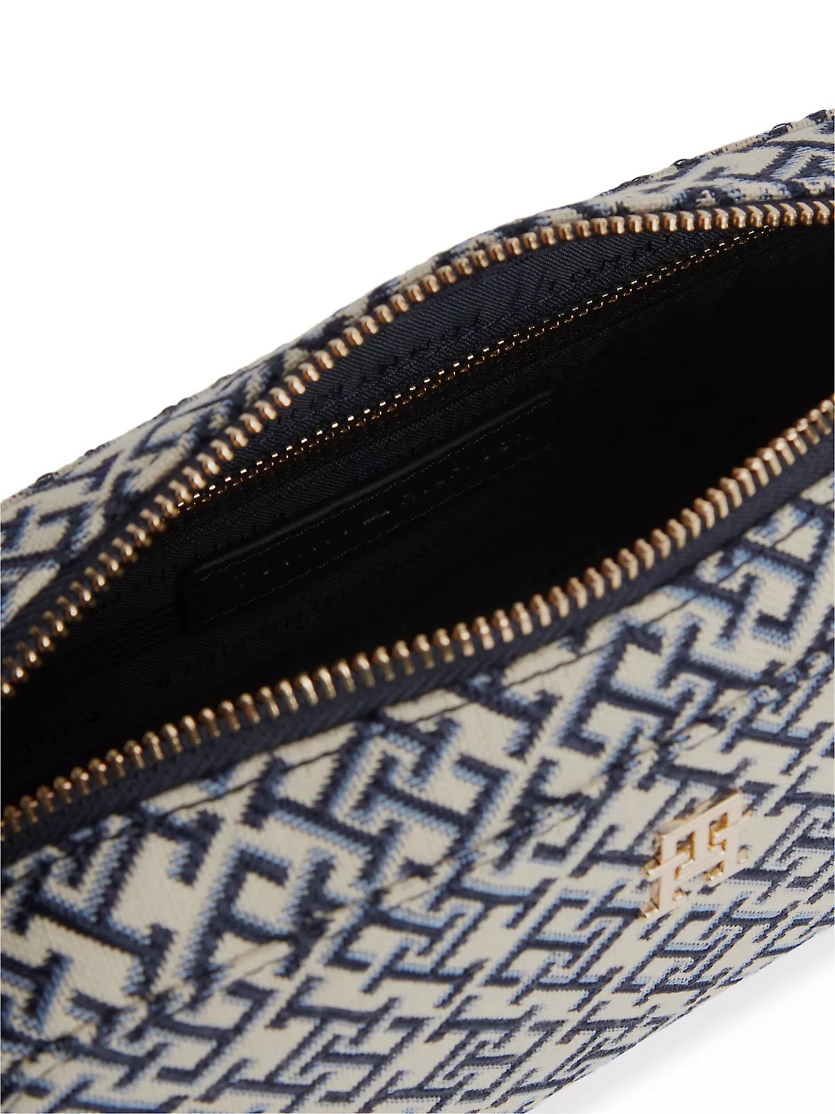 Tommy Hilfiger Tommy Hilfiger Kadın TH Monogram Desenli Fermuarlı Lacivert Omuz Çantası AW0AW18864-0GY