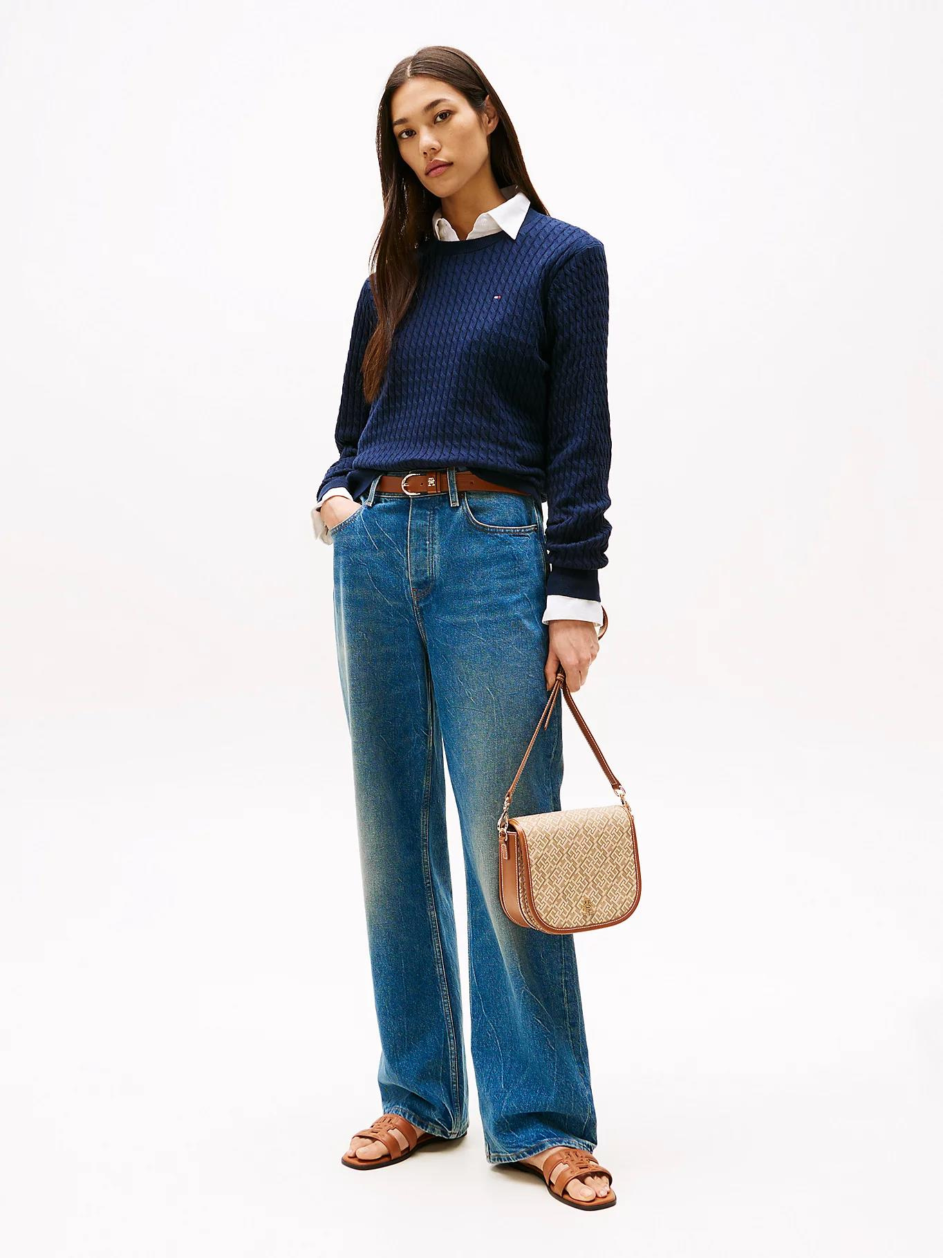TOMMY HILFIGER Tommy Hilfiger Kadın TH Yazı Desenli Ayarlanabilir Askılı Haki Omuz Çantası AW0AW17414-RBT