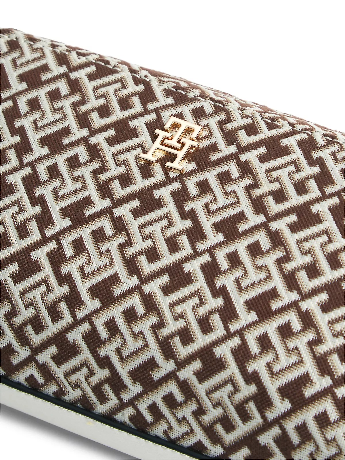 Tommy Hilfiger Tommy Hilfiger Kadın TH Monogram Desenli Fermuarlı Bej Omuz Çantası AW0AW18864-0F4