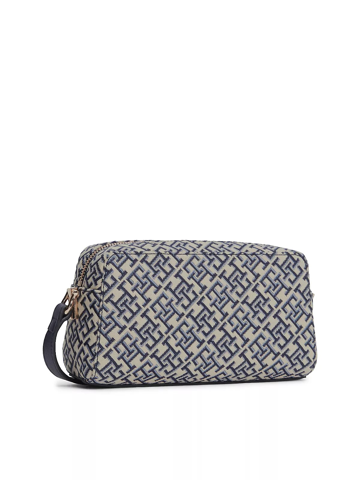 Tommy Hilfiger Tommy Hilfiger Kadın TH Monogram Desenli Fermuarlı Lacivert Omuz Çantası AW0AW18864-0GY