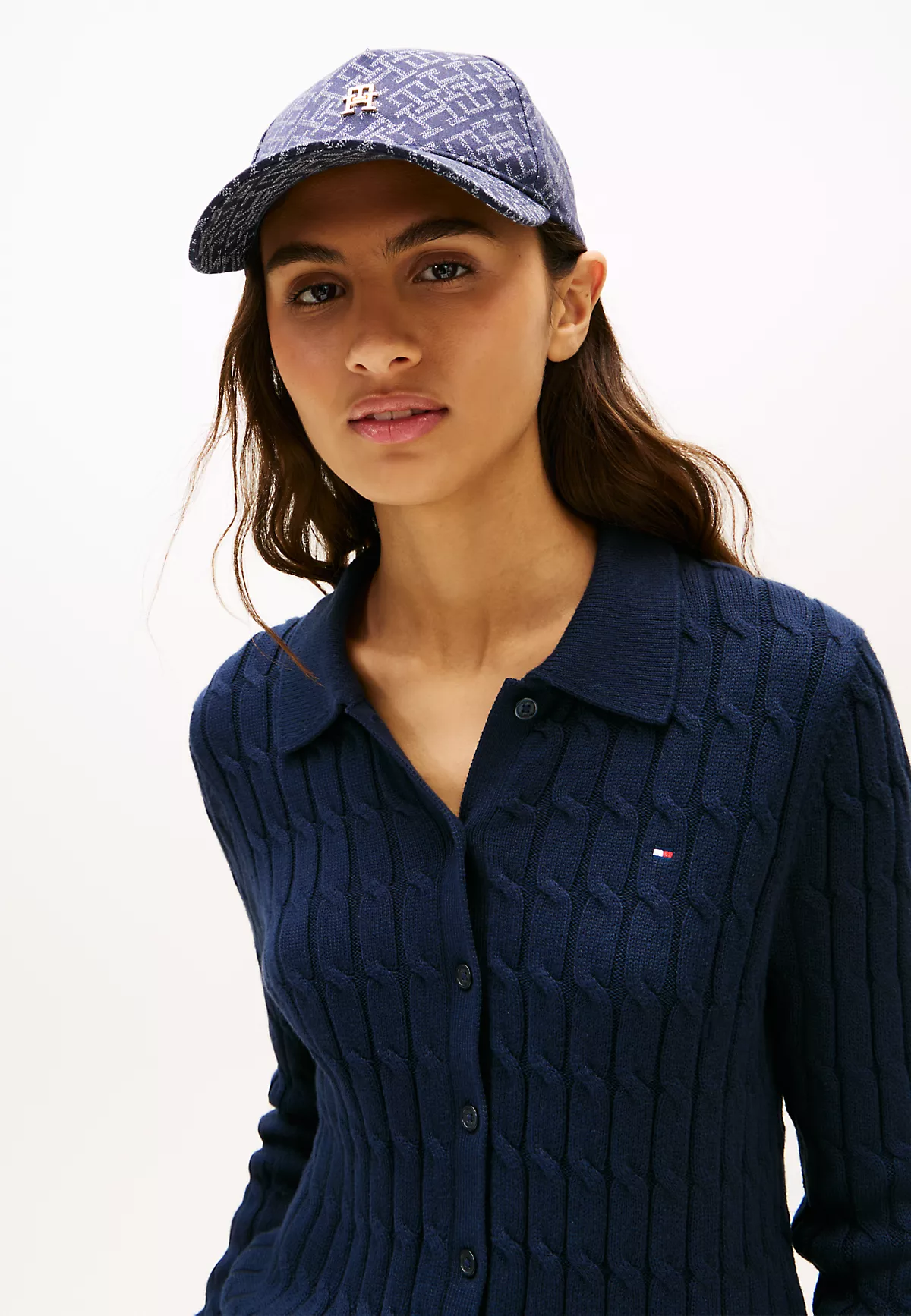 Tommy Hilfiger Tommy Hilfiger Kadın TH Logo Detaylı Pamuklu Lacivert Şapka AW0AW18331-DW6