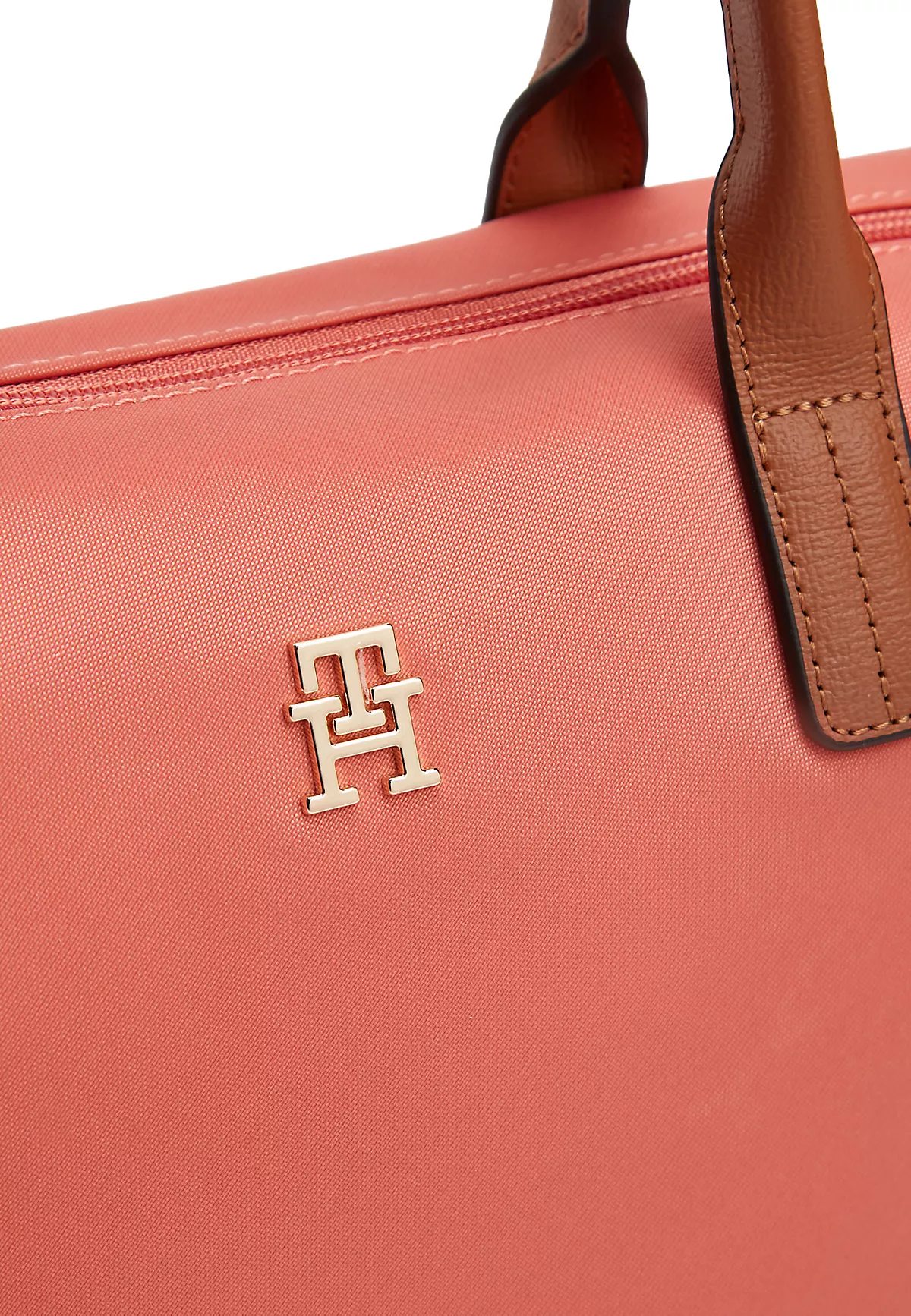 Tommy Hilfiger Tommy Hilfiger Kadın TH Monogram Logolu Fermuarlı Kısa Askılı Pembe Omuz Çantası AW0AW17709-TJ8