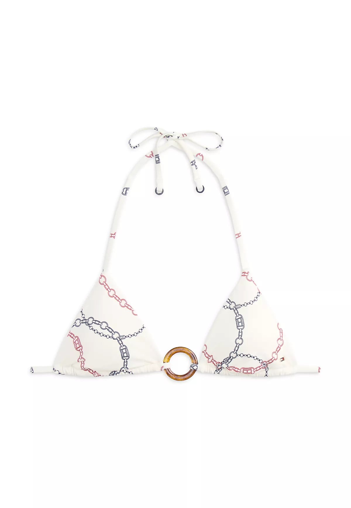 Tommy Hilfiger Tommy Hilfiger Kadın Üçgen Kesim Desenli Beyaz Bikini Üstü UW0UW06393-0K8