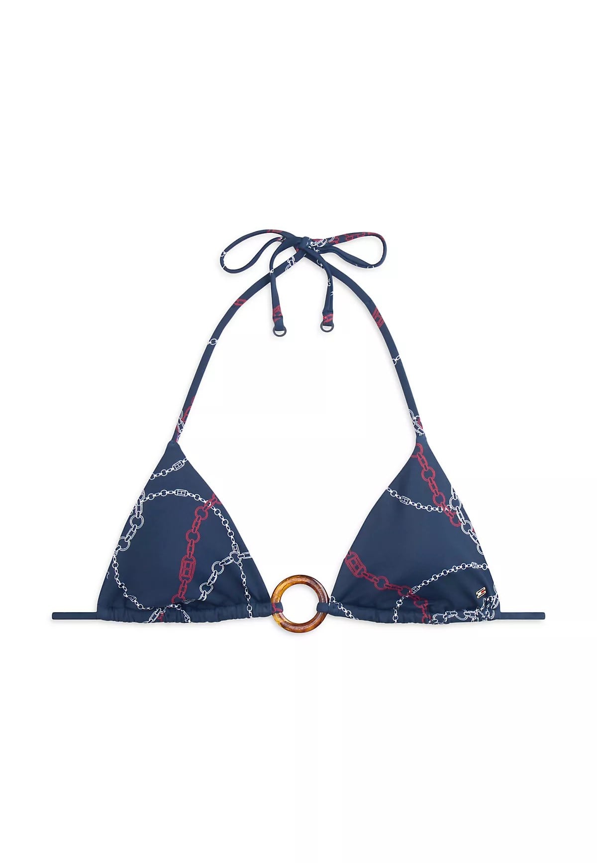 Tommy Hilfiger Tommy Hilfiger Kadın Üçgen Kesim Desenli Lacivert Bikini Üstü UW0UW06393-0YJ