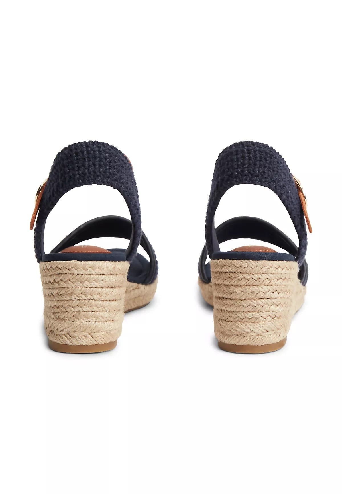 Tommy Hilfiger Tommy Hilfiger Kadın Yüksek Kalın Hasır Topuk Bilek Bağlama Rahat Lacivert Sandalet FW0FW09516-DW6