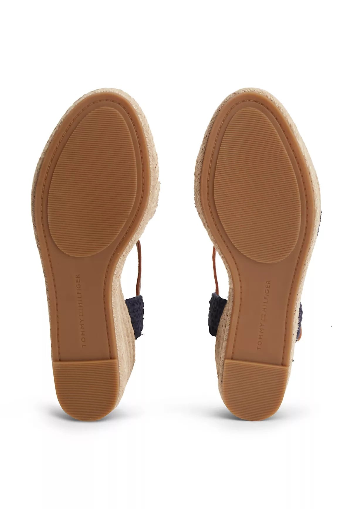 Tommy Hilfiger Tommy Hilfiger Kadın Yüksek Kalın Hasır Topuk Bilek Bağlama Rahat Lacivert Sandalet FW0FW09516-DW6