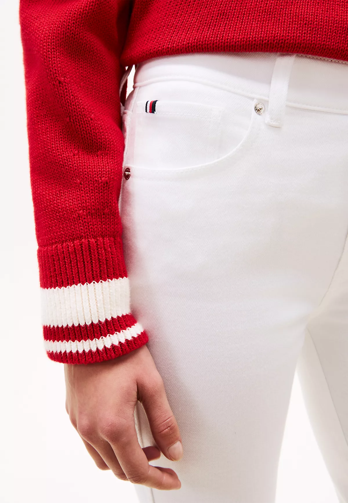 Tommy Hilfiger Tommy Hilfiger Kadın Yüksek Belli Cepli Geniş Paçalı Günlük Beyaz Jeans WW0WW49655-YCF
