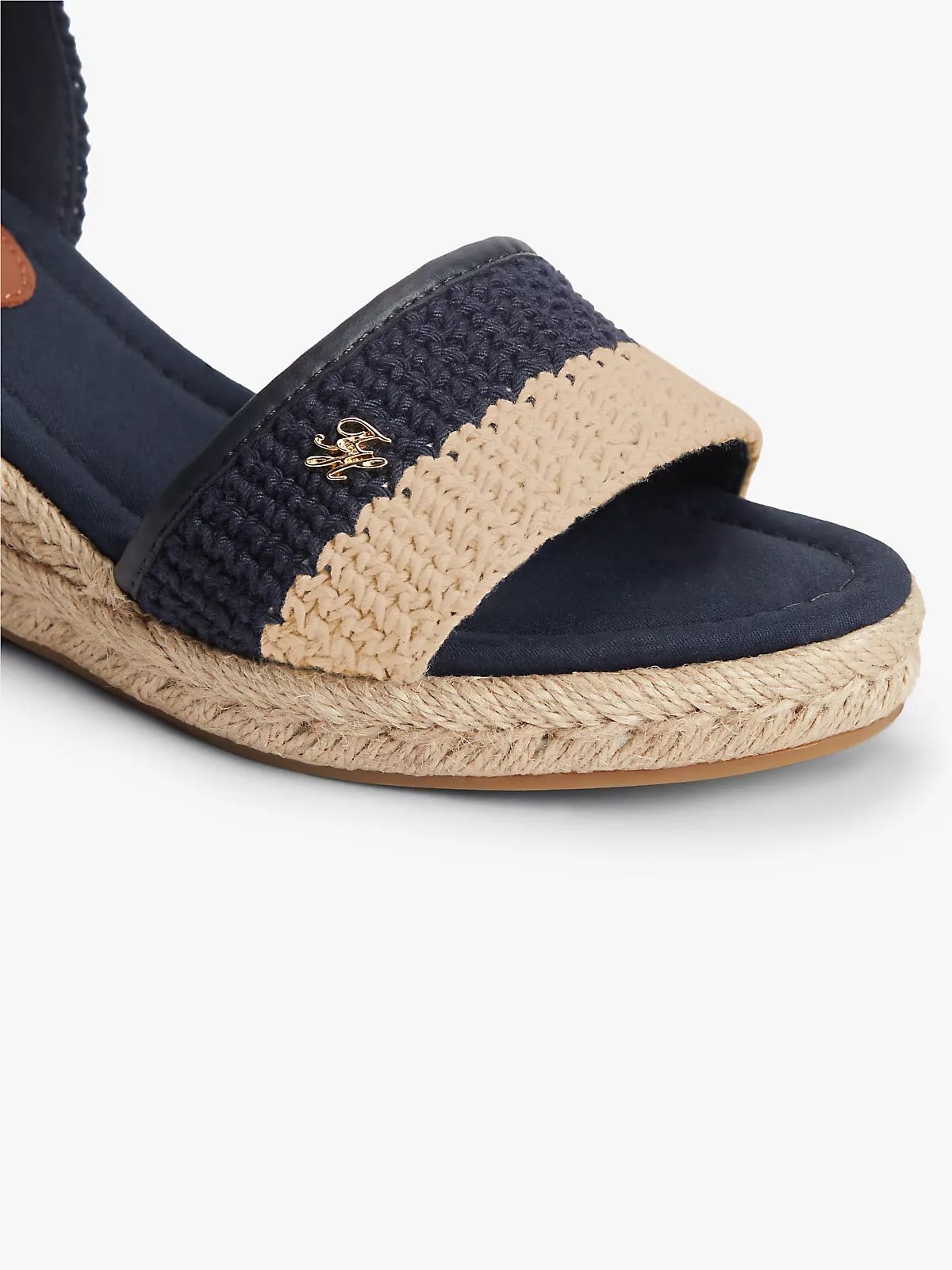 Tommy Hilfiger Tommy Hilfiger Kadın Yüksek Kalın Hasır Topuk Bilek Bağlama Rahat Lacivert Sandalet FW0FW09516-DW6