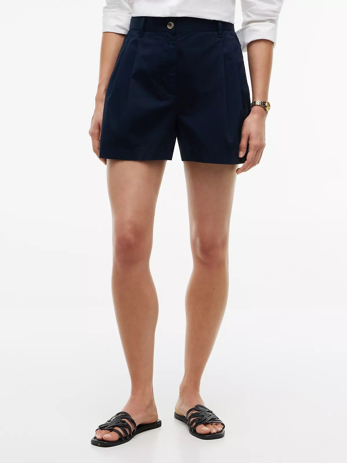 Tommy Hilfiger Tommy Hilfiger Kadın Yüksek Bel Kısa Boy Düğme Kapama Lacivert Şort WW0WW50087-C1G