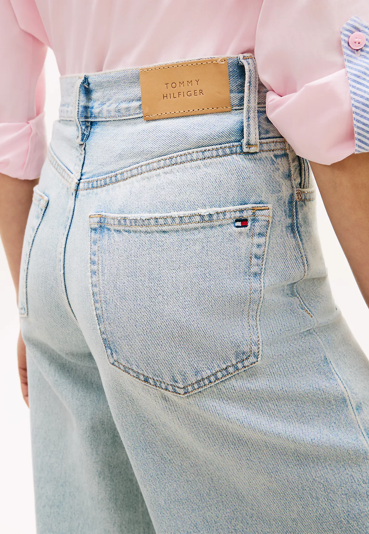 Tommy Hilfiger Tommy Hilfiger Kadın Yüksek Bel Geniş Paçalı Pamuklu Denim Mavi Jeans WW0WW48573-1AA