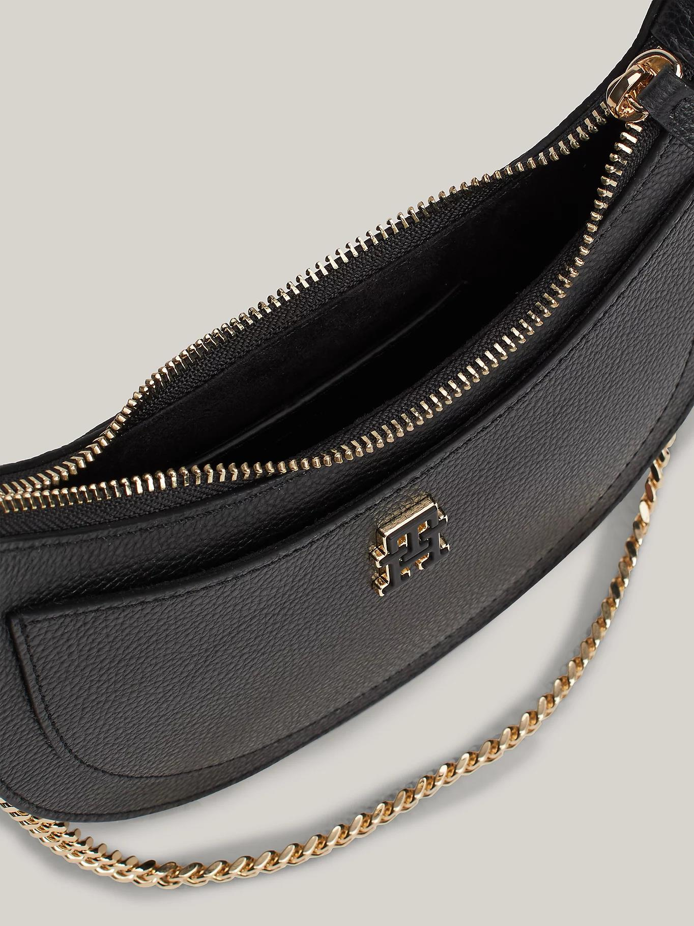 Tommy Hilfiger Tommy Hilfiger Kadın Zincirli Logo Detaylı Siyah Omuz Çantası AW0AW17060-BDS