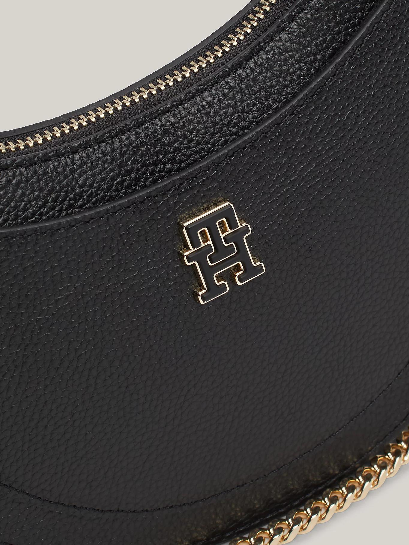 Tommy Hilfiger Tommy Hilfiger Kadın Zincirli Logo Detaylı Siyah Omuz Çantası AW0AW17060-BDS