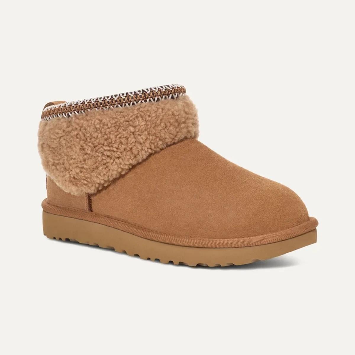 UGG UGG Kadın Bileği Kürk Şık Detaylı Yüksek Taban Taba Bot & Bootie 1158263-CHESTNUT