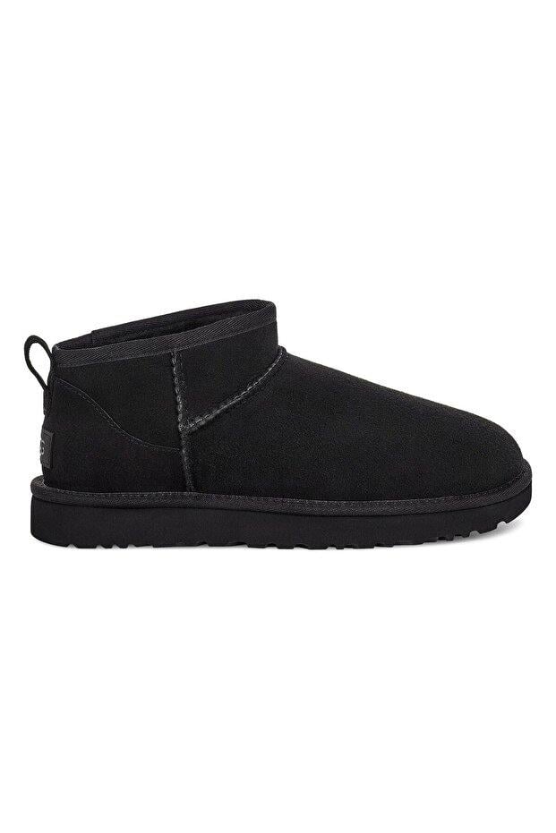 UGG UGG Kadın Deri Logolu Düz Tabanlı Günlük Kullanım Siyah Bot & Bootie 1116109-BLACK