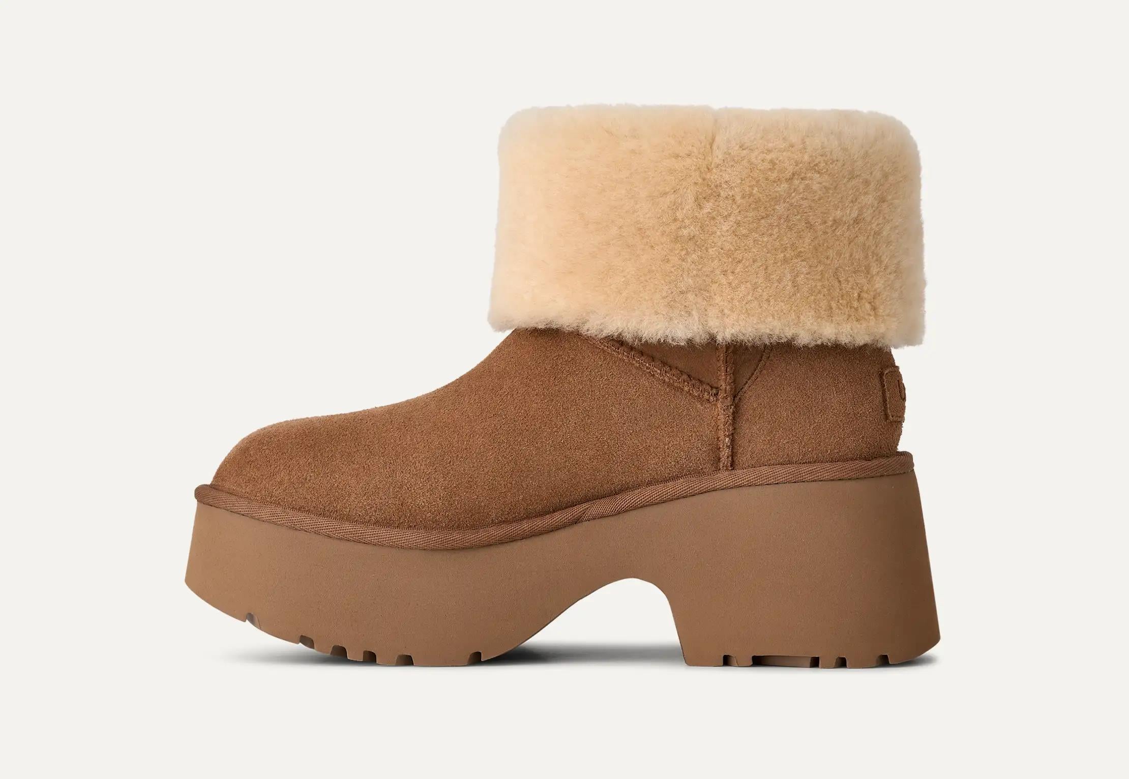 UGG UGG Kadın Platform EVA Tabanlı Çift Yüzlü Uzun Deri Taba Bot & Bootie 1171533-CHESTNUT