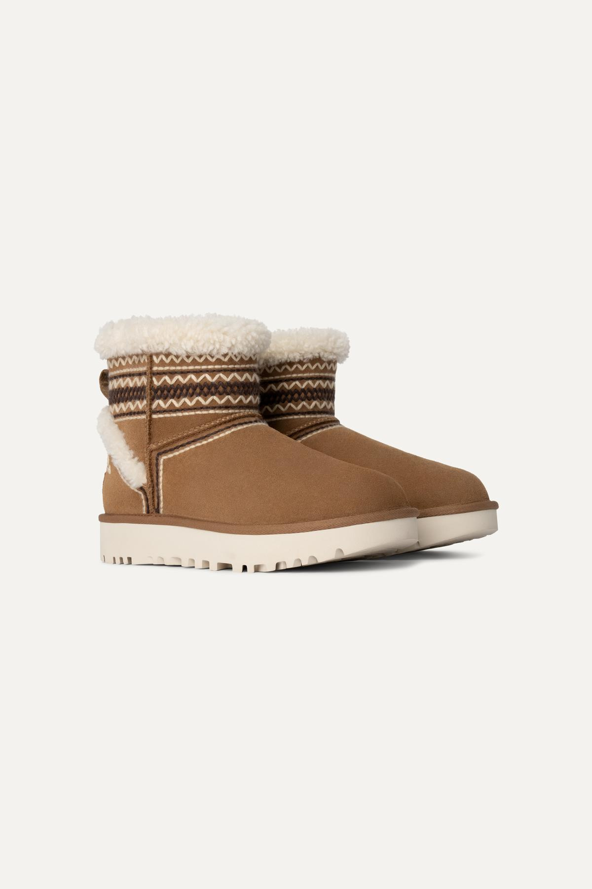 UGG UGG Kadın Platform Tabanlı Kürk Detaylı Rahat Taba Bot & Bootie 1158281-TABA