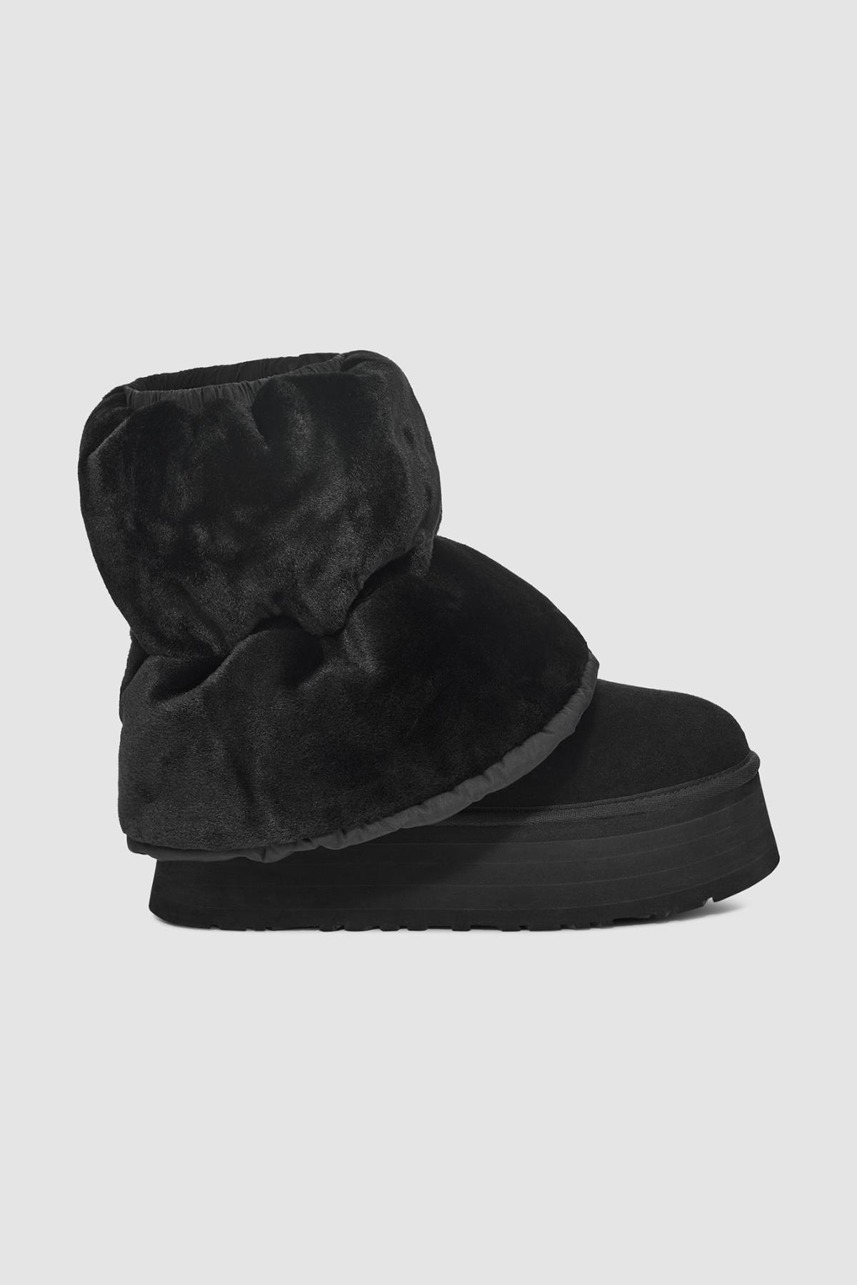 UGG UGG Kadın Süet Topuk Dolgu Neopren Gövde Boğaz Kısmı Çorap Geçmeli Siyah Bot & Bootie 1158275-SİYAH