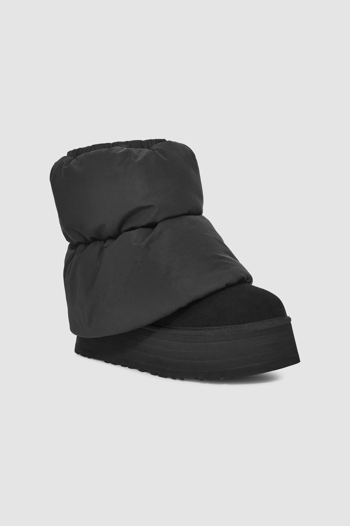 UGG UGG Kadın Süet Topuk Dolgu Neopren Gövde Boğaz Kısmı Çorap Geçmeli Siyah Bot & Bootie 1158275-SİYAH