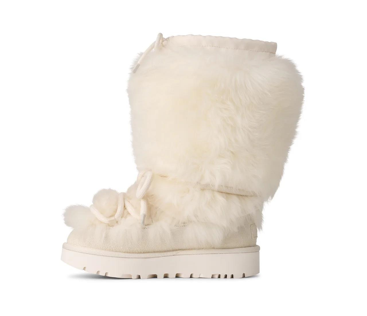 UGG UGG Kadın Uzun Boy Kürklü İp Bağlamalı Düz Taban Beyaz Bot & Bootie 1171570-WHITE