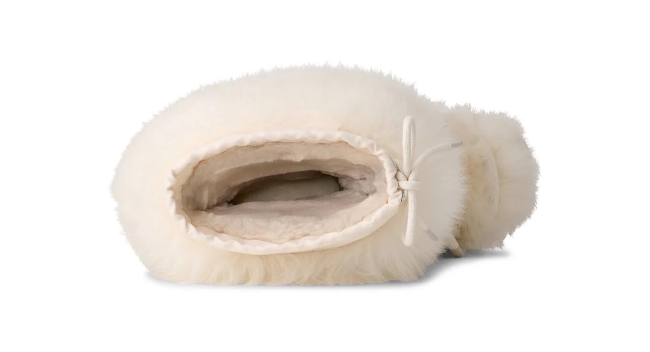 UGG UGG Kadın Uzun Boy Kürklü İp Bağlamalı Düz Taban Beyaz Bot & Bootie 1171570-WHITE