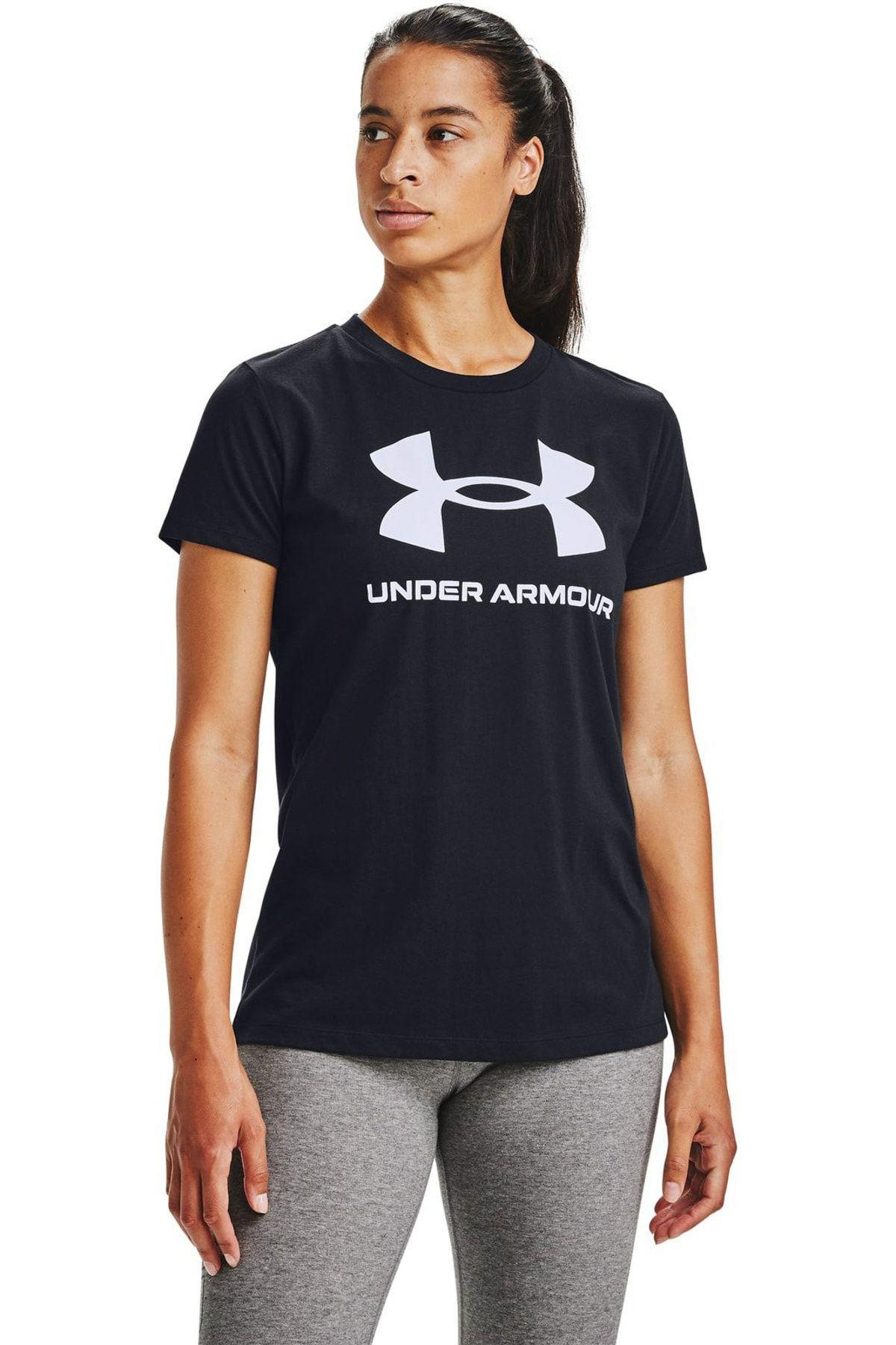 Under Armour Under Armour Kadın Sıfır Yaka Marka Logolu Siyah T-Shirt 1356305-001