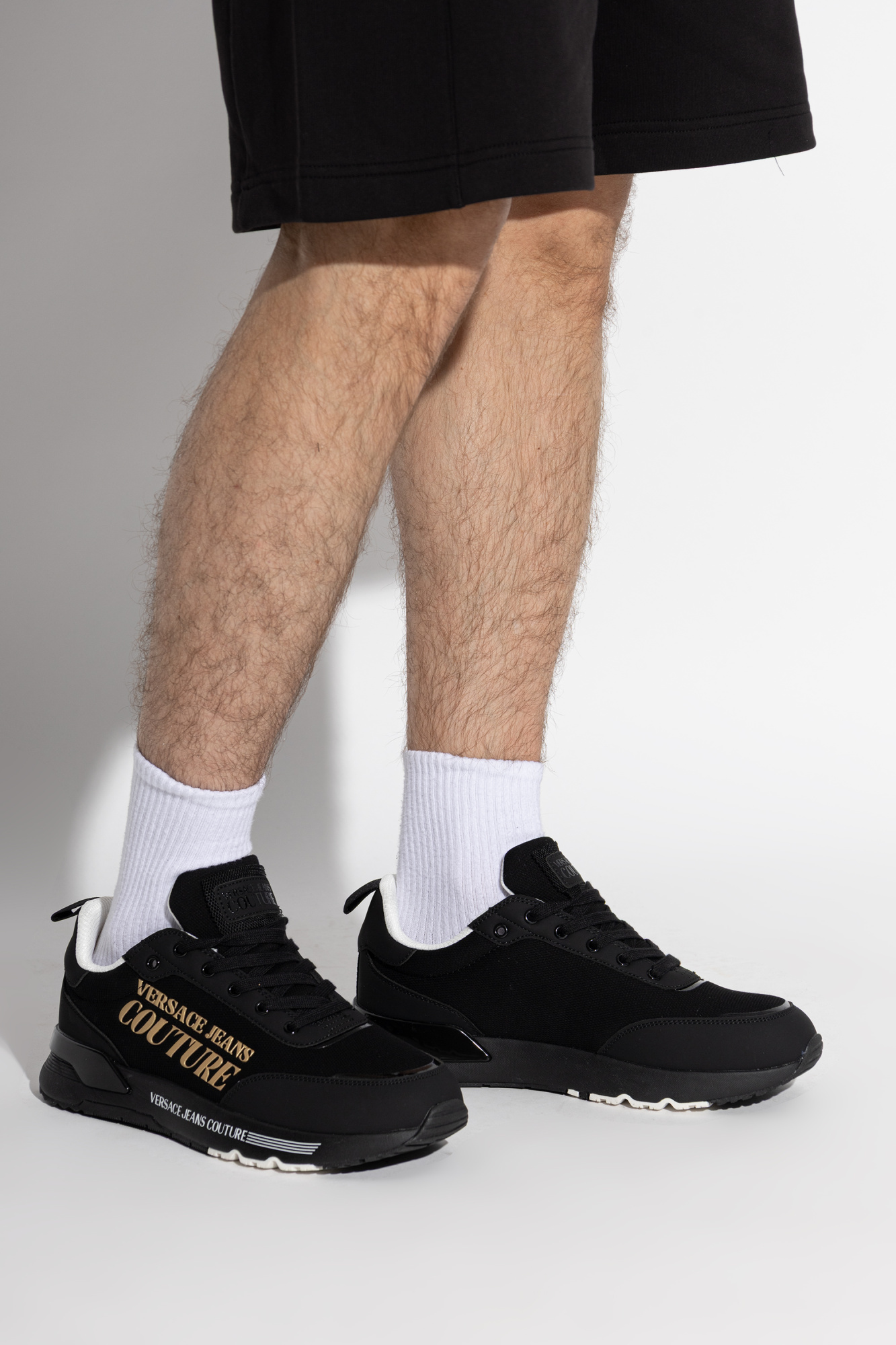 Versace Versace Erkek Nefes Alabilen Astarlı Rahat Tabanlı Logo Desenli Siyah Sneaker 80YA3SA5 ZSE13-899