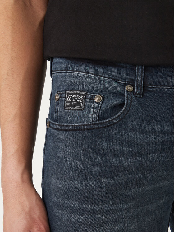 Versace Versace Erkek Normal Bel Düz Paça Pamuklu Denim Lacivert Jeans 80GAB5S0 CDWAB-906