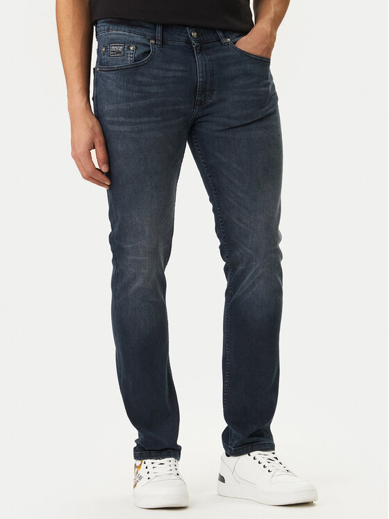 Versace Versace Erkek Normal Bel Düz Paça Pamuklu Denim Lacivert Jeans 80GAB5S0 CDWAB-906