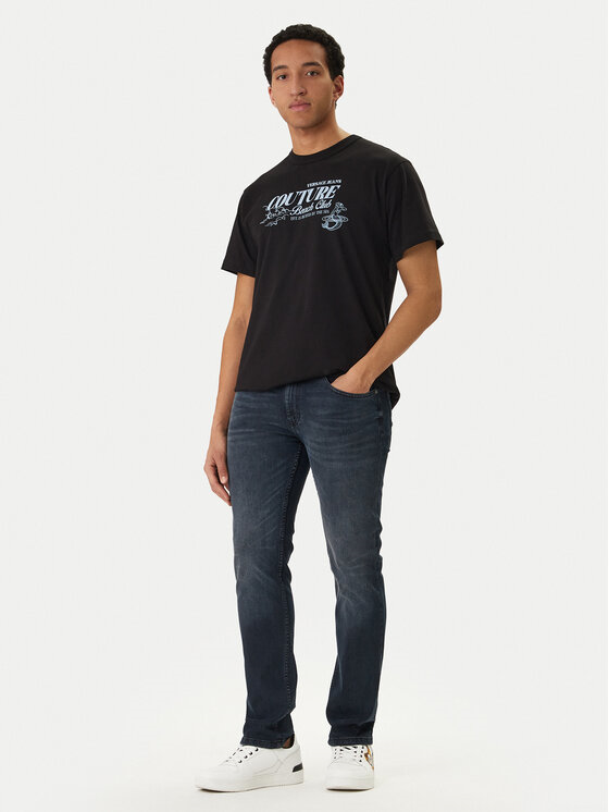 Versace Versace Erkek Normal Bel Düz Paça Pamuklu Denim Lacivert Jeans 80GAB5S0 CDWAB-906