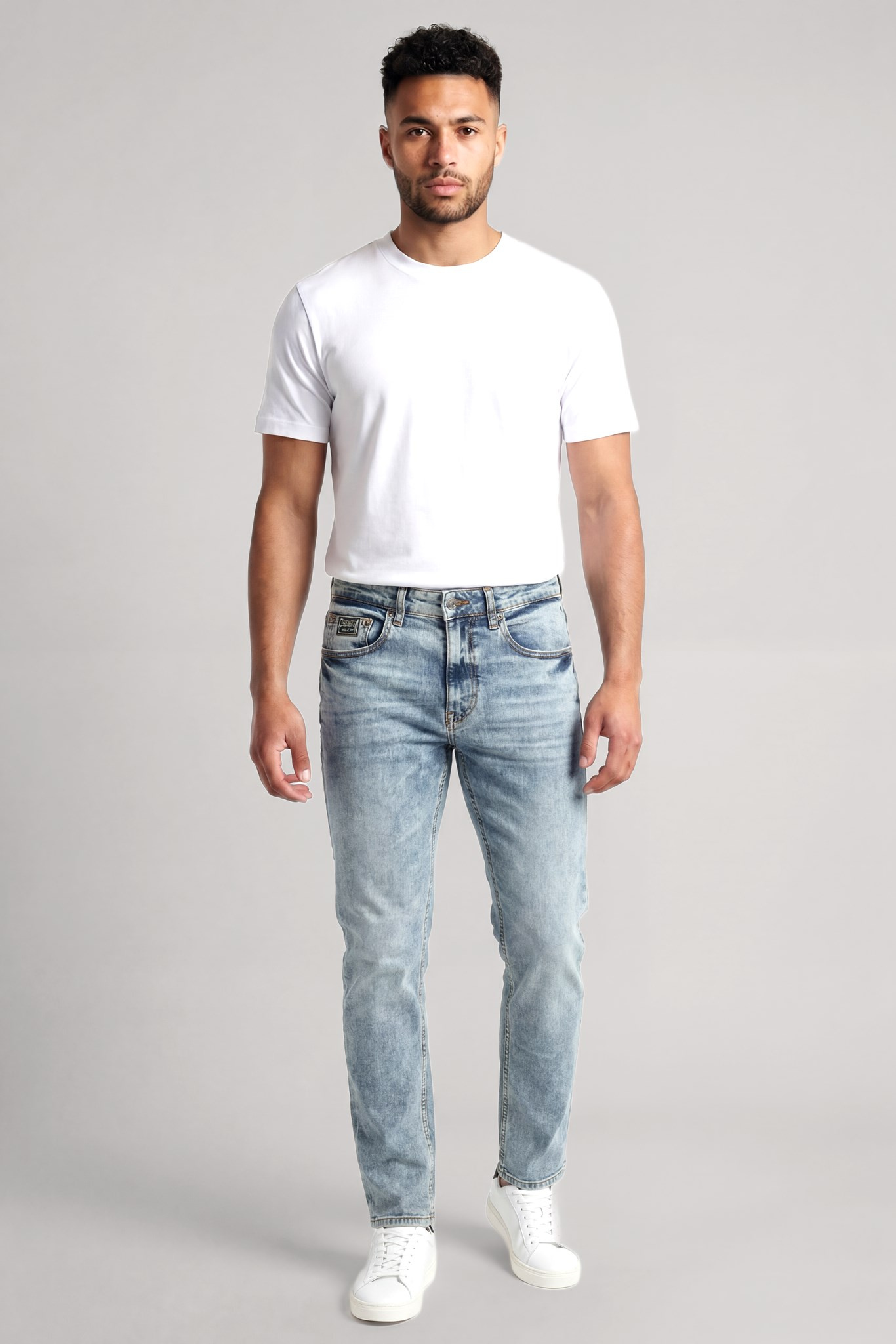 Versace Versace Erkek Normal Bel Düz Paçalı Pamuklu Denim Mavi Pantolon 80GAB5S0 CDWCM-904
