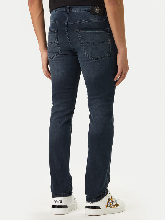 Versace Versace Erkek Normal Bel Düz Paça Pamuklu Denim Lacivert Jeans 80GAB5S0 CDWAB-906