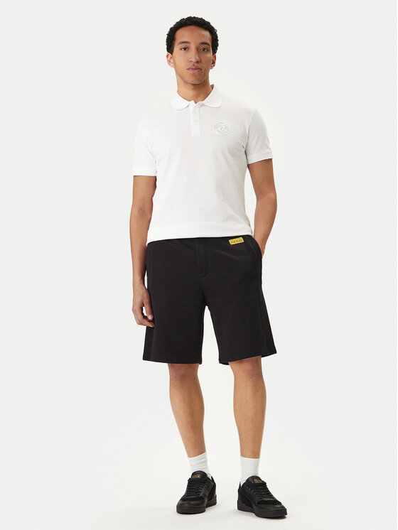 Versace Versace Erkek Normal Kalıp Logo Desenli Pamuklu Kısa Kollu Beyaz Polo Yaka T-Shirt 80GAGT19 CJ01T-G03