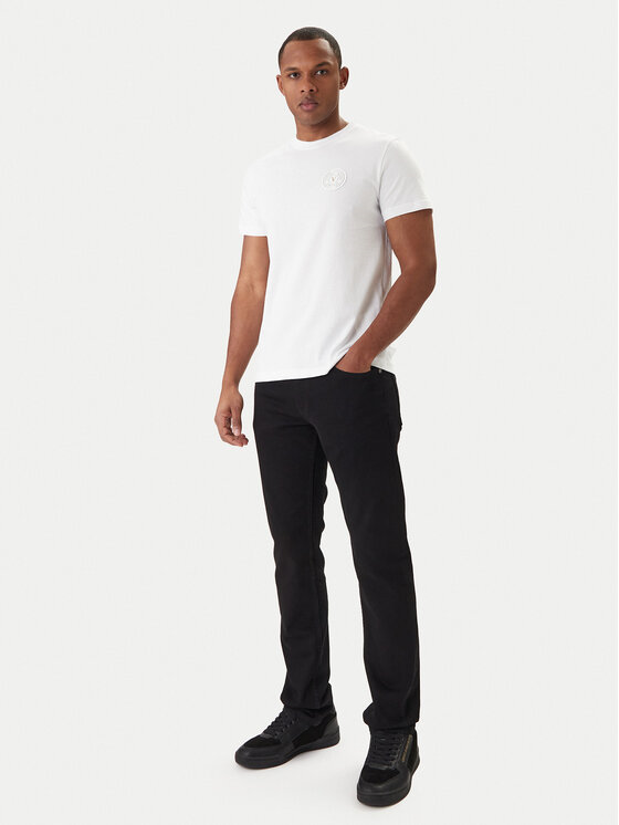 Versace Versace Erkek Normal Kalıp Yuvarlak Yakalı Logo Desenli Kısa Kollu Beyaz T-Shirt 80GAHT03 CJ00T-G03
