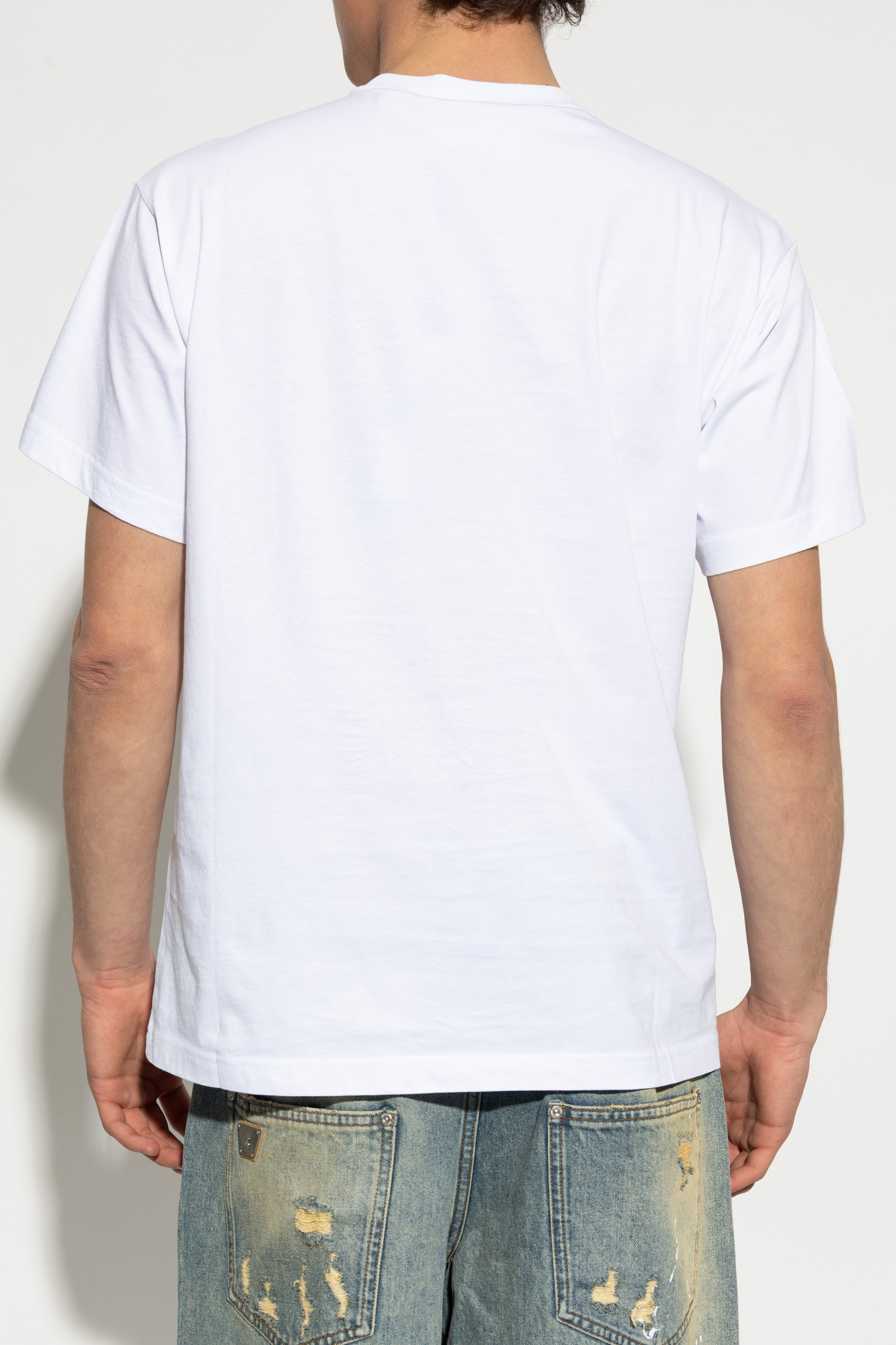 Versace Versace Erkek Normal Kesim Pamuklu Kabartma Logo Desenli Yuvarlak Yakalı Kısa Kollu Beyaz T-Shirt 80GAHE09 CJ00E-003