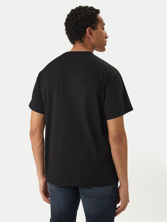Versace Versace Erkek Regular Fit Logo Desenli Pamuklu Yuvarlak Yakalı Kısa Kollu Siyah T-Shirt 80GAHE04 CJ00E-899