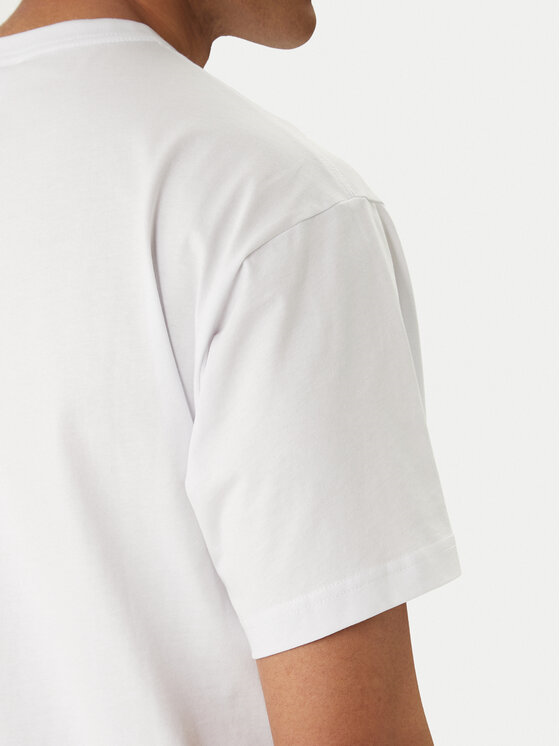 Versace Versace Erkek Regular Fit Logo Desenli Pamuklu Yuvarlak Yakalı Kısa Kollu Beyaz T-Shirt 80GAHE04 CJ00E-003