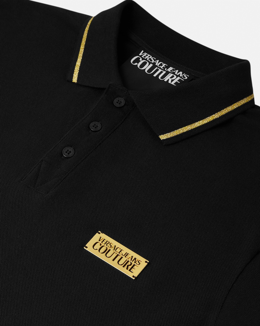 Versace Versace Erkek Regular Fit Pamuklu Kolarında Şerit Desenli Kısa Kollu Siyah T-Shirt 80GAGT05 CJ01T-G89