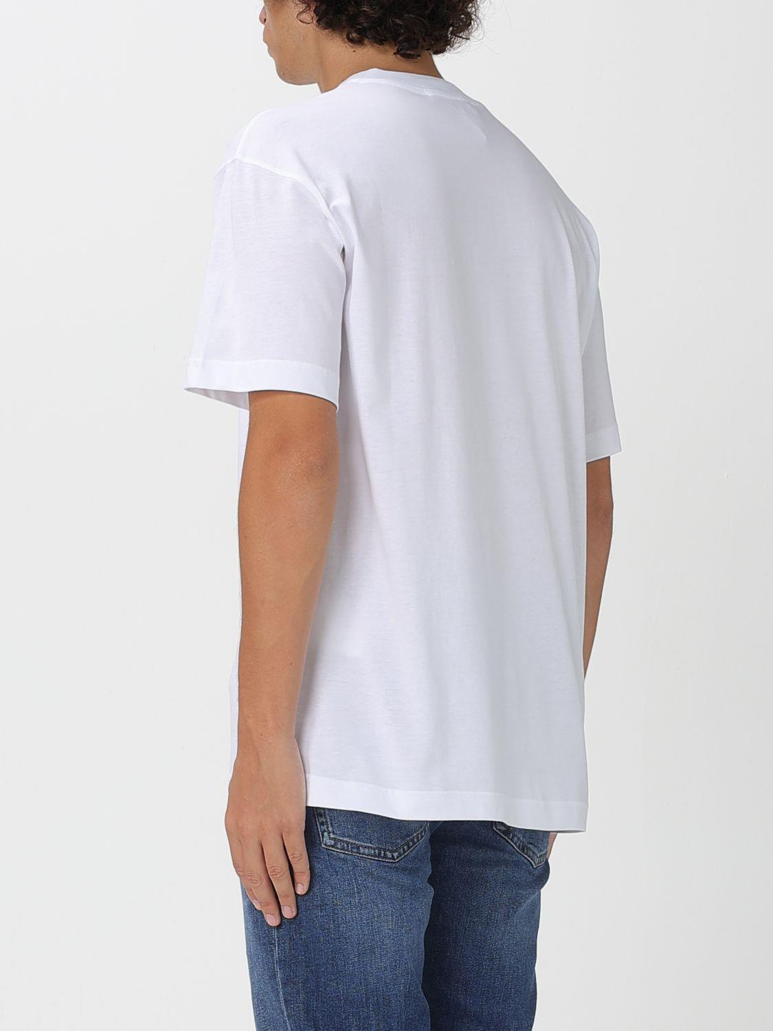 Versace Versace Erkek Regular Fit Yakası Logo Detaylı Pamuklu Kısa Kollu Beyaz T-Shirt 79GAHP03CJ01P-003