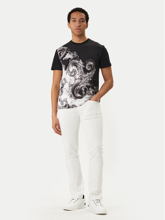 Versace Versace Erkek Slim Fit Logo Detaylı Düz Paçalı Esnek Pamuklu Denim Beyaz Jeans 80GAB5S0 CEWCA-003