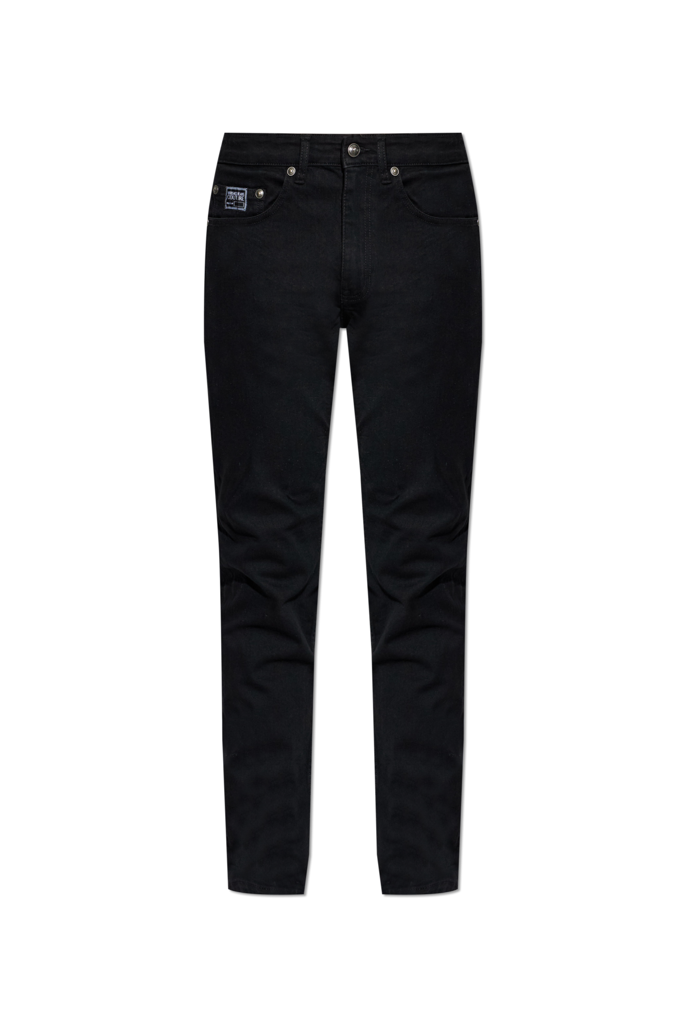 Versace Versace Erkek Slim Fit Normal Bel Pamuklu Düz Paça Siyah Pantolon 80GAB5S0 CDW00-909