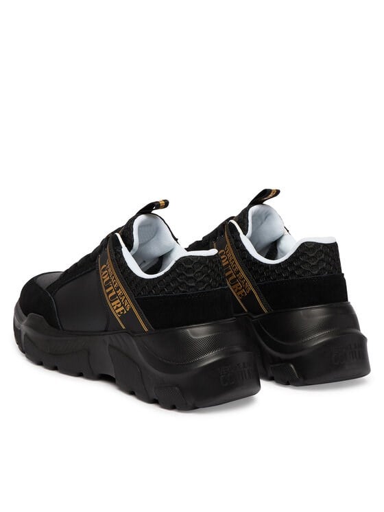 Versace Versace Erkek Yüksek Ortopedik Tabanlı Logo Desenli Süet Detaylı Siyah Sneaker 80YA3SC2 ZPB72-899